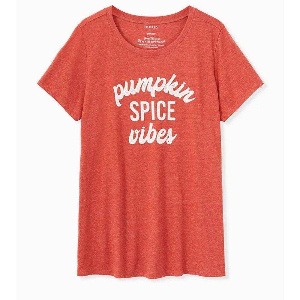 Torrid NWT Pumpkin spice vibe‎ graphic slim fit tee woman's size 2X